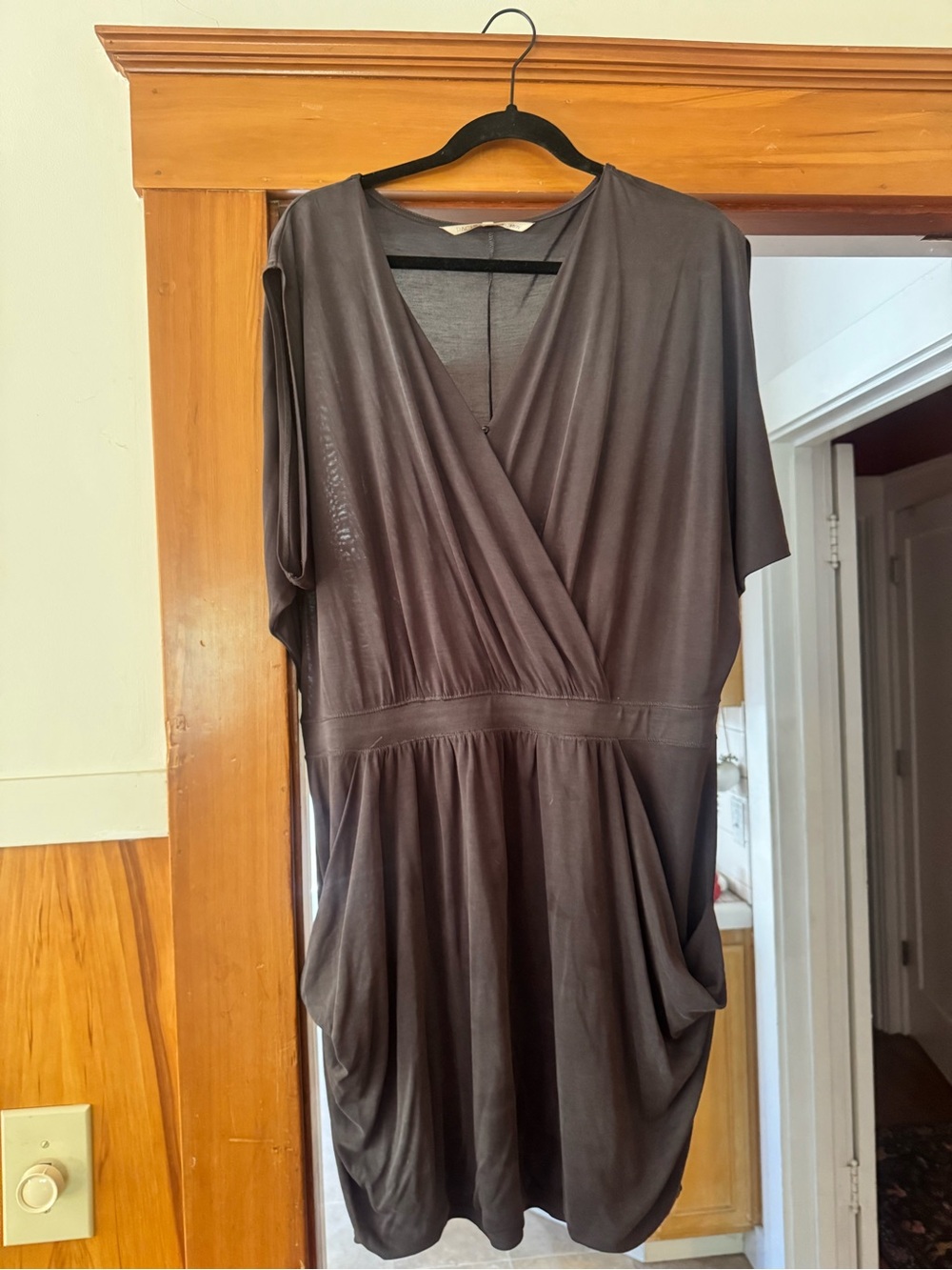 RACHEL Rachel Roy Charcoal Wrap-Style Midi Dress